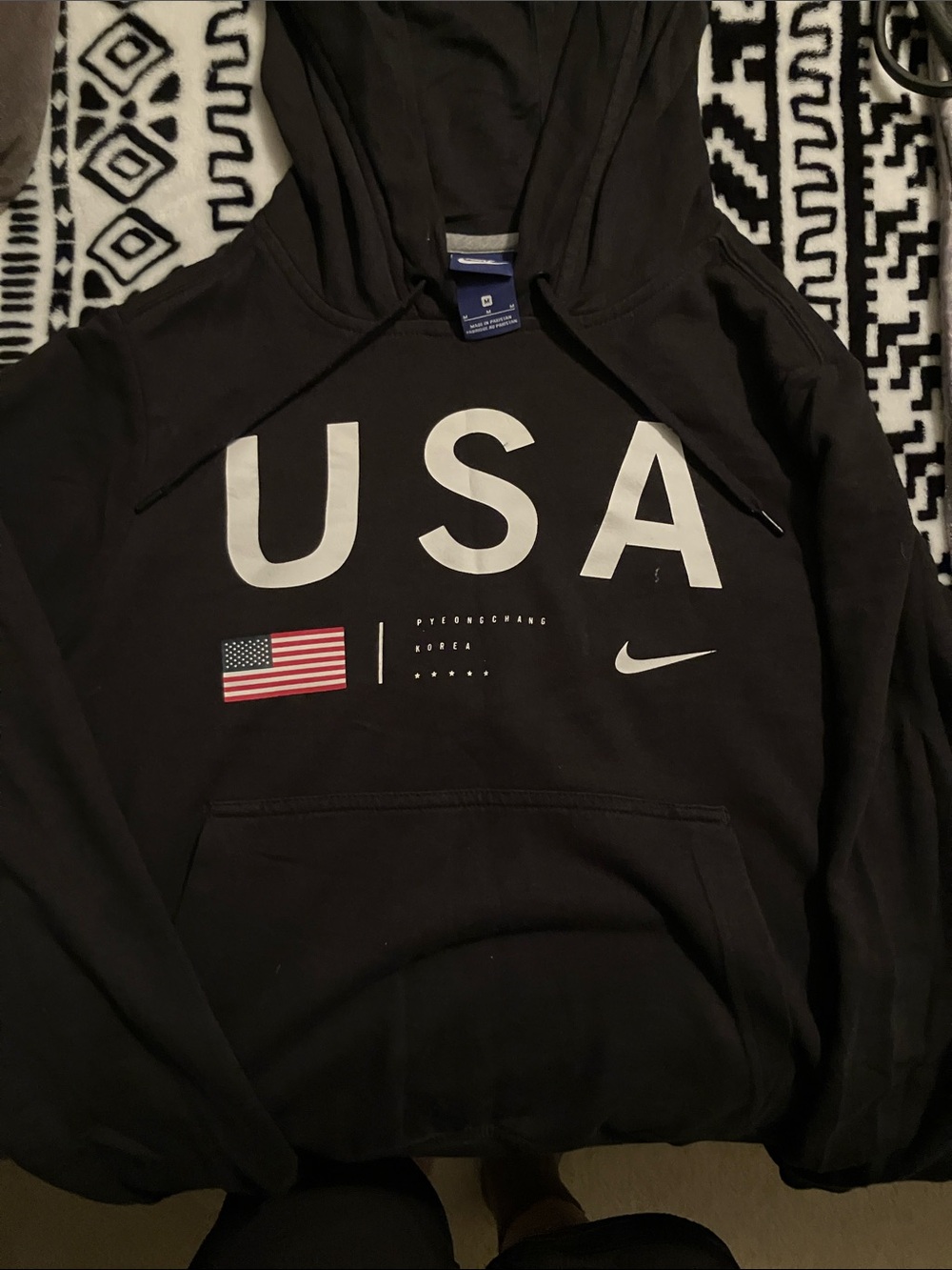 Nike USA Black Hoodie with White Logo